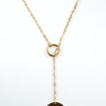 Collier sautoir doré à pendentif rond personnalisable