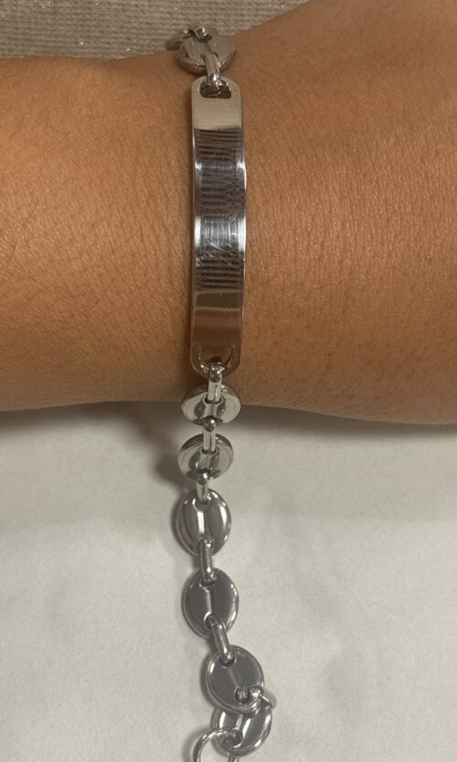 Gourmette graine de café acier