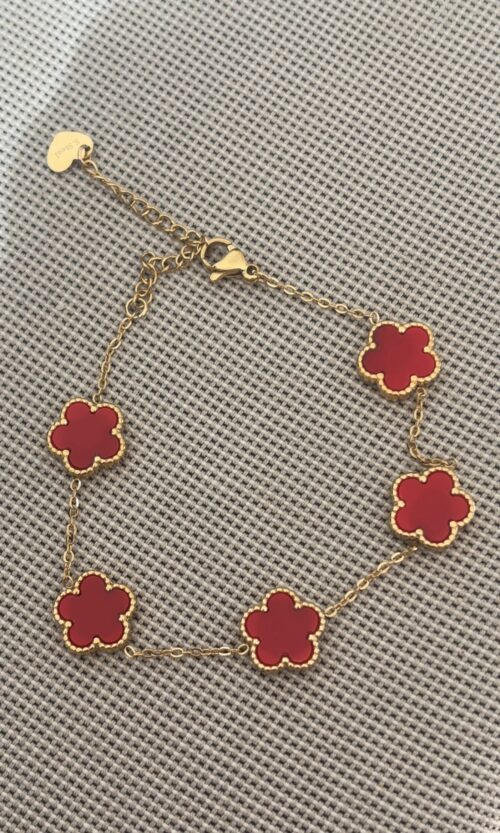 Bracelet trèfle rouge