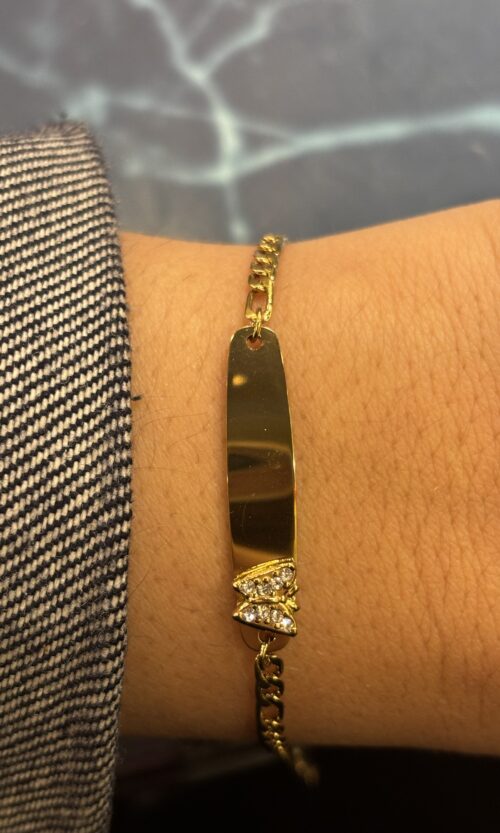 Gourmette enfant papillon & gravure