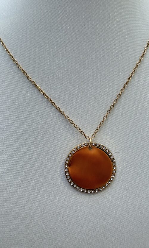 Collier Gravure Rond Strass