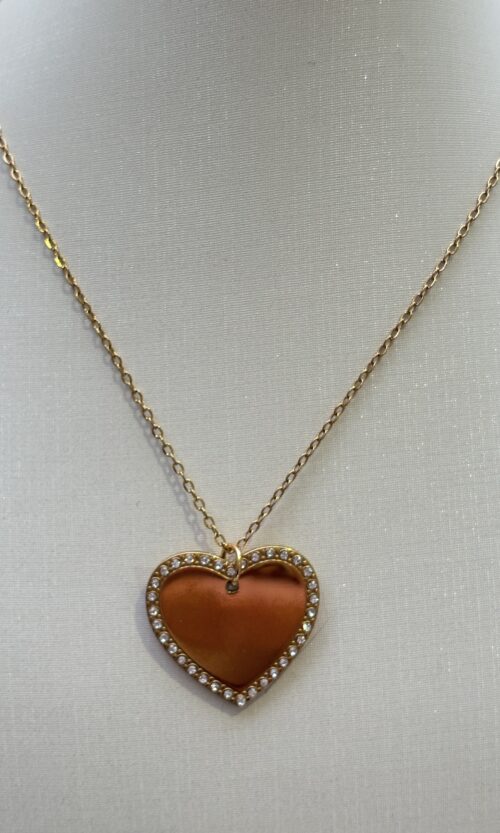 Collier Gravure  Cœur Strass