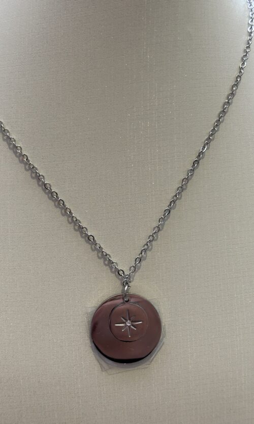 Collier Gravure Étoile argenté